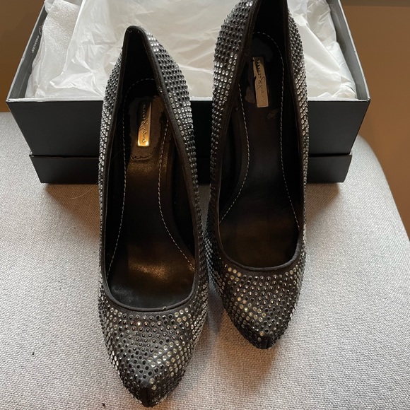 Report Signature "Parker2" strassed black crystal heels sz 8 $199 - Picture 5 of 9